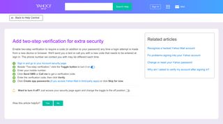 Add two-step verification for extra security | Yahoo Help - SLN5013