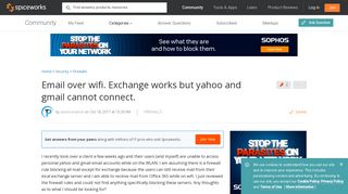 [SOLVED] Email over wifi. Exchange works but yahoo and gmail ...