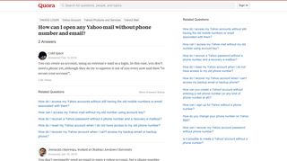 How to open any Yahoo mail without phone number and email - Quora