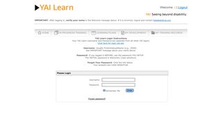 Login for YAI Learn Root LearnCenter