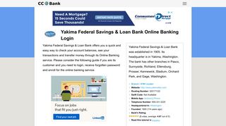 Yakima Federal Savings & Loan Bank Online Banking Login - CC Bank