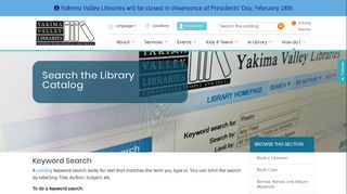 Search the Library Catalog - Yakima Valley Libraries
