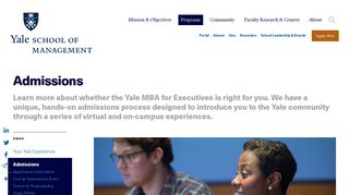 MBA for Executives Admissions | Yale School of Management