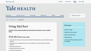 Using MyChart | Yale Health