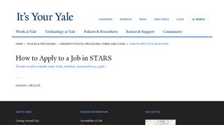 How to Apply to a Job in STARS | It's Your Yale