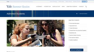 Admitted Students | Yale Summer Session