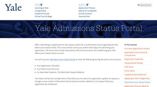 Yale Admissions Status Portal - Yale University