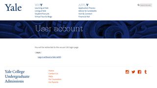 User account - Yale Admissions - Yale University