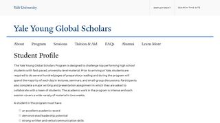 Student Profile | Yale Young Global Scholars