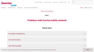 Problems with Sunrise mobile network – Sunrise help