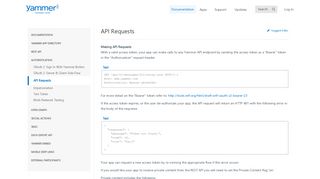 API Requests · Yammer Developer Site
