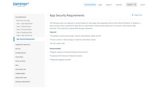 App Security Requirements · Yammer Developer Site