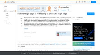 yammer login page is redirecting to office 365 login page - Stack ...