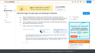 Yammer login to web app not working on Iphone - Stack Overflow