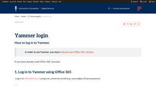 Yammer login — Digital Services