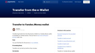 Transfer to Yandex.Money wallet – ePayments | Help Center