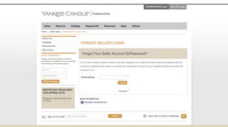 Yankee Candle® Fundraising - Forgot Seller Account Login