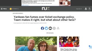 Yankees fan fumes over ticket exchange policy. Team makes it right ...