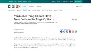 CNW | Yardi eLearning Clients Have New Feature Package Options