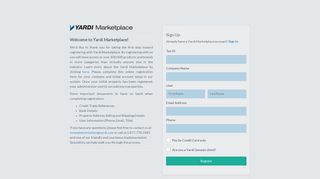 Yardi Marketplace | Client Registration