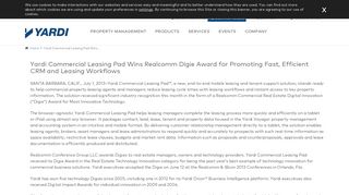 Yardi Commercial Leasing Pad Wins Realcomm Digie Award for ...
