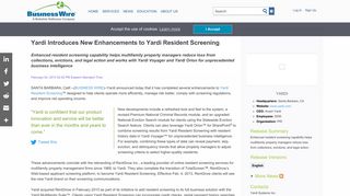 Yardi Introduces New Enhancements to Yardi Resident Screening ...