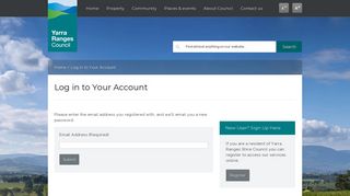 Log in to Your Account - Yarra Ranges Council