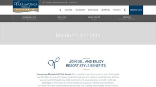 Members Benefits - Yarrawonga Mulwala Golf Club Resort