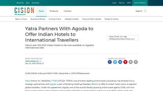 Yatra Partners With Agoda to Offer Indian Hotels to International ...