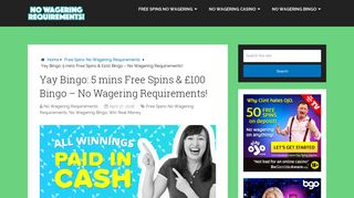 Yay Bingo: 5 mins Free Spins & £100 Bingo - No Wagering ...