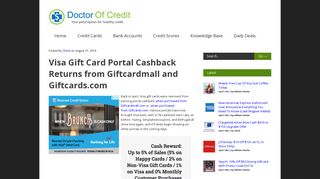 Visa Gift Card Portal Cashback Returns from Giftcardmall and ...