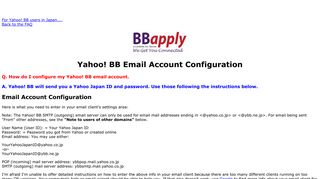 Yahoo! BB FAQ: Email Configuration Instructions - BBapply