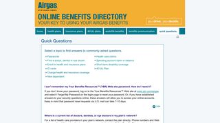 Quick Questions - Airgas Online Benefits Directory