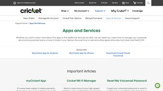 Apps and Services | Support | Cricket Wireless