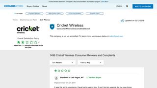 Cricket Wireless 1494 Reviews (with Ratings) | ConsumerAffairs ...