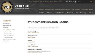 Students Application Logins - Ypsilanti Community Schools