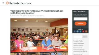 York County offers Unique Virtual High School with Remote-Learner ...