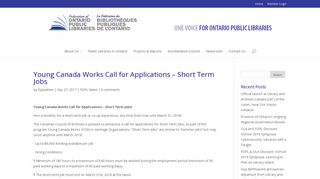 Young Canada Works Call for Applications – Short Term Jobs ...