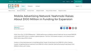 Mobile Advertising Network Yeahmobi Raises About $100 Million in ...