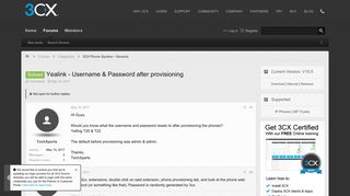 Solved - Yealink - Username & Password after provisioning | 3CX ...