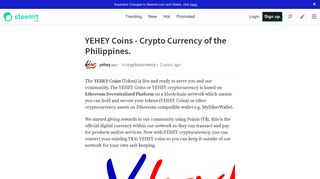 YEHEY Coins - Crypto Currency of the Philippines. — Steemit