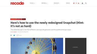 Here's how to use the newly redesigned Snapchat (Hint: It's not as ...