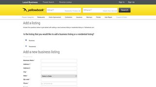Add Listing - Yellowbook
