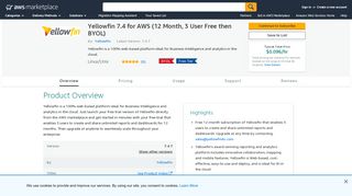 AWS Marketplace: Yellowfin 7.4 for AWS (12 Month, 3 User Free then ...