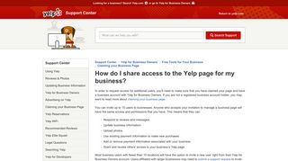 How do I share access to the Yelp page for my business? | Support ...