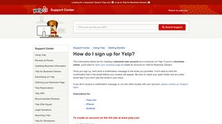 How do I sign up for Yelp? | Support Center | Yelp