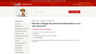 How do I change the personal information on my user ... - Yelp Support