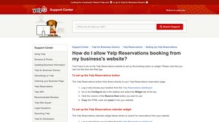 How do I allow Yelp Reservations booking from my business's website ...