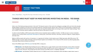 Things NRIs Must Keep in Mind before Investing in India - YES BANK