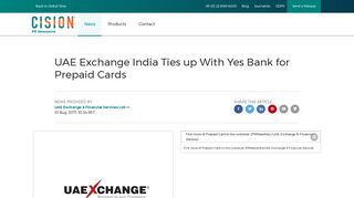 UAE Exchange India Ties up With Yes Bank for Prepaid Cards